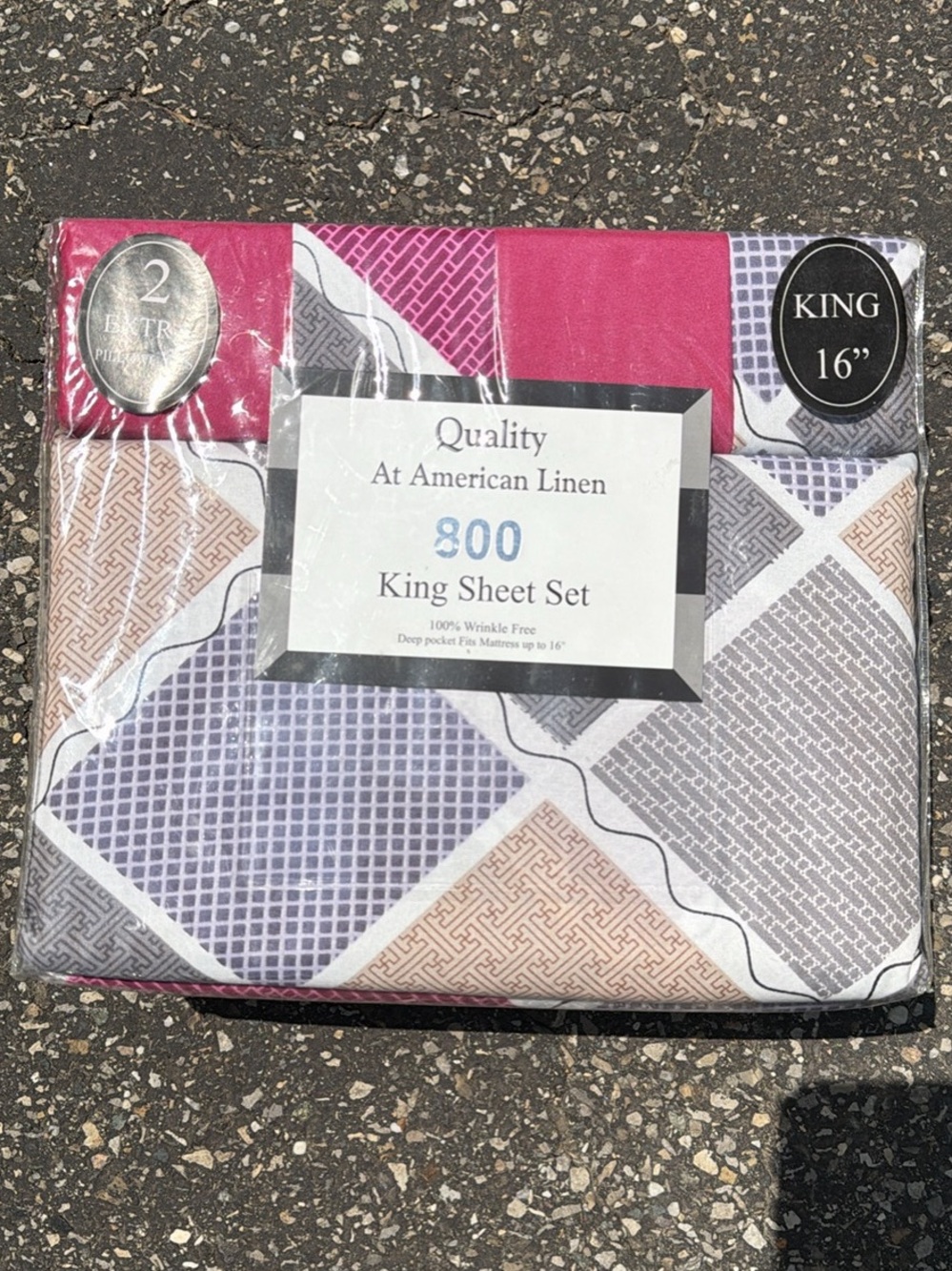 800 King Sheet Set in Pink, Purple, Cream